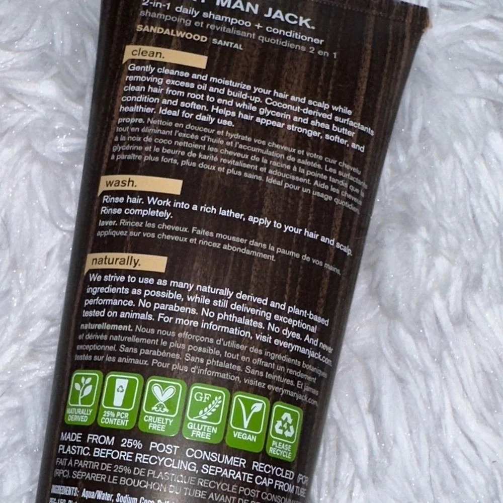 Every Man Jack 2-in-1 Daily Shampoo + Conditioner Sandalwood 8oz 3 Pack
